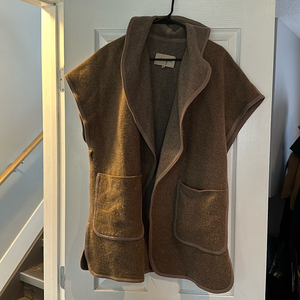 Brown wool open cardigan